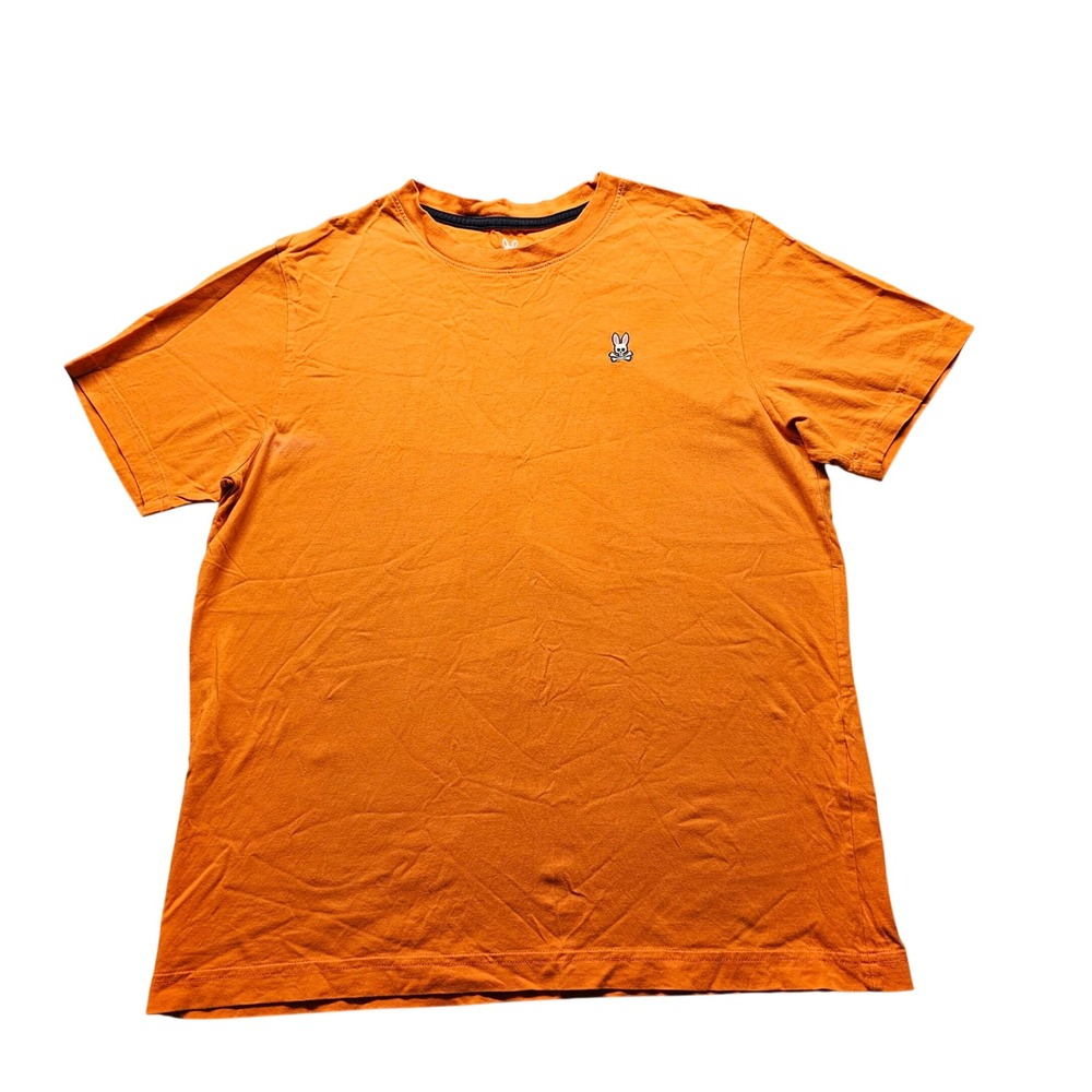 Psycho Bunny Pima Cotton T-Shirt Mens 4 Orange Short Sleeve Embroidered Logo Tee